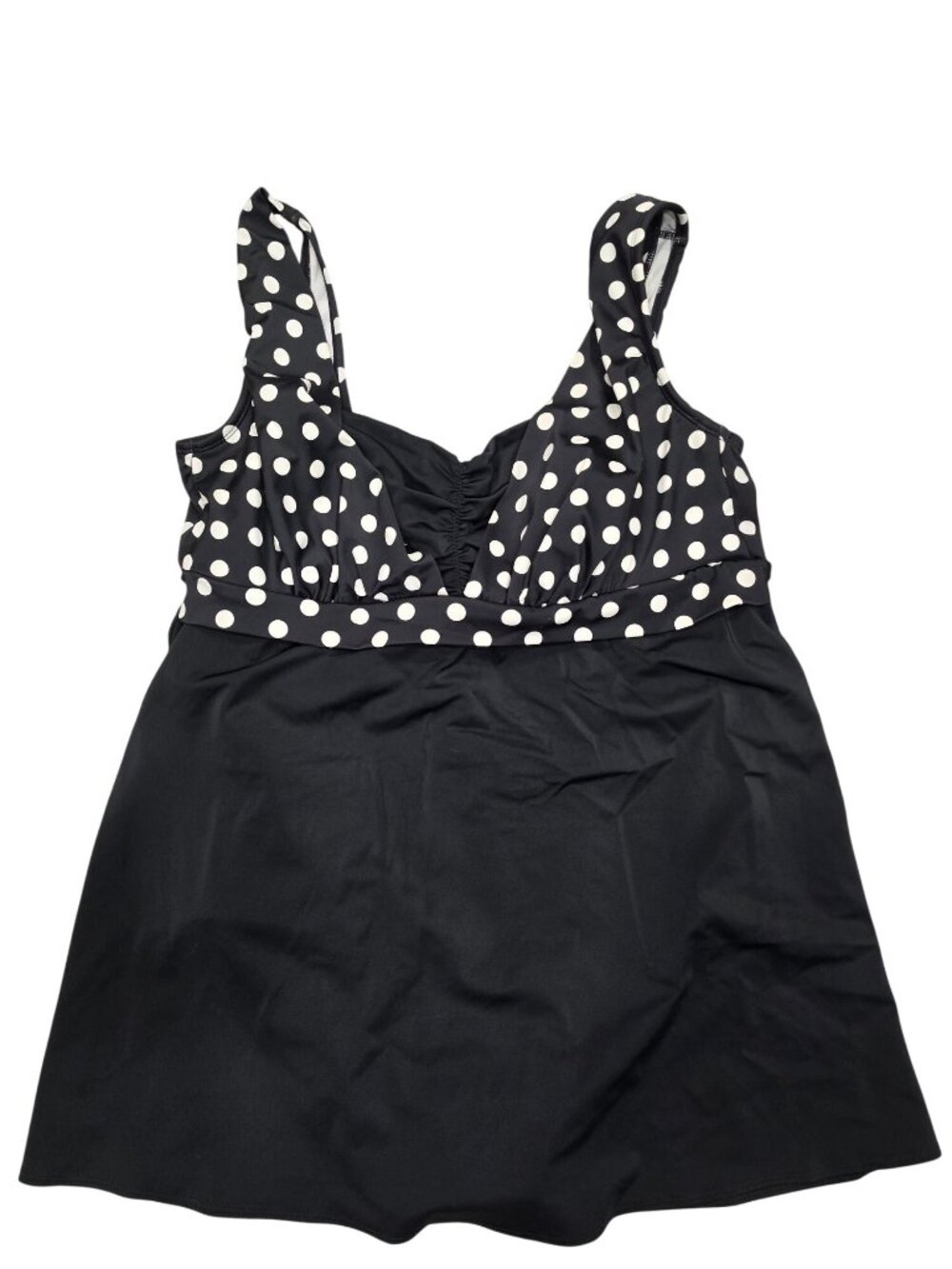 Inches away Polka Dot Black Swim Dress With Built-In Bottoms Size 12